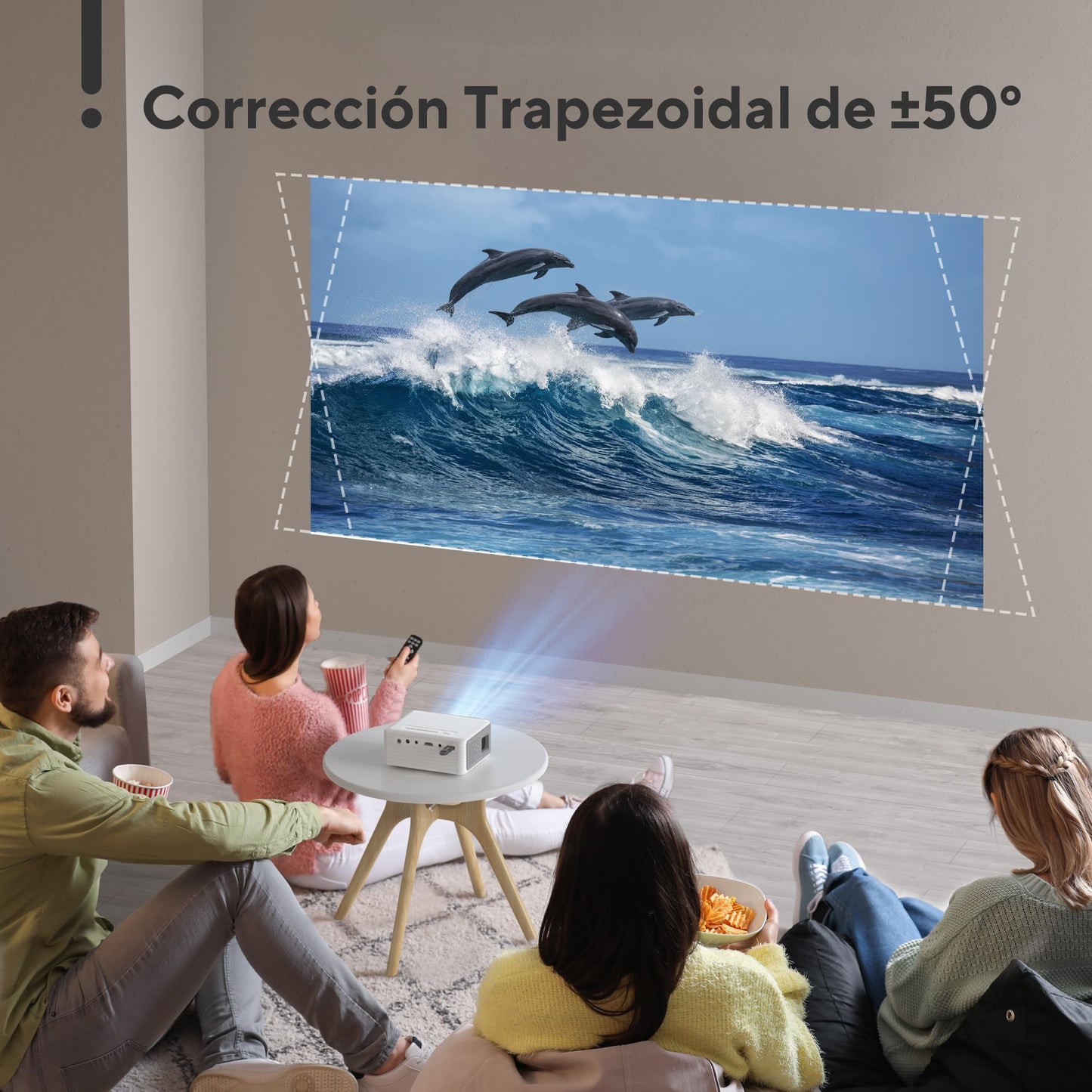 Mini Proyector Portátil 1080P – 15000 Lúmenes, Compatible con Móvil y PC